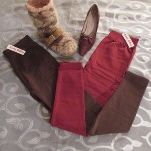 KUDA MODA FLEECE LINED LEGGINGS – BROWN & BURGUNDY